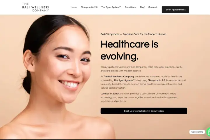 Bali Wellness homepage — WordPress website design Bali by Stefanoes Visual