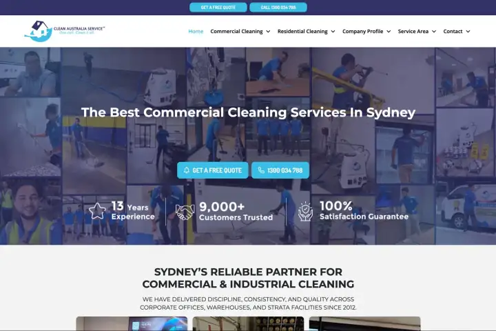 Clean Australia Service homepage — WordPress website by Stefanoes Visual