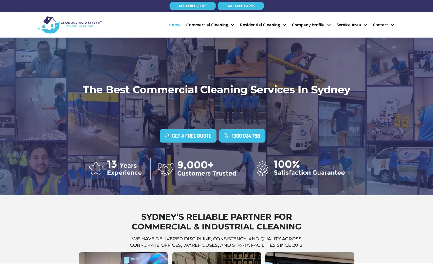 Clean Australia Service homepage — WordPress website by Stefanoes Visual