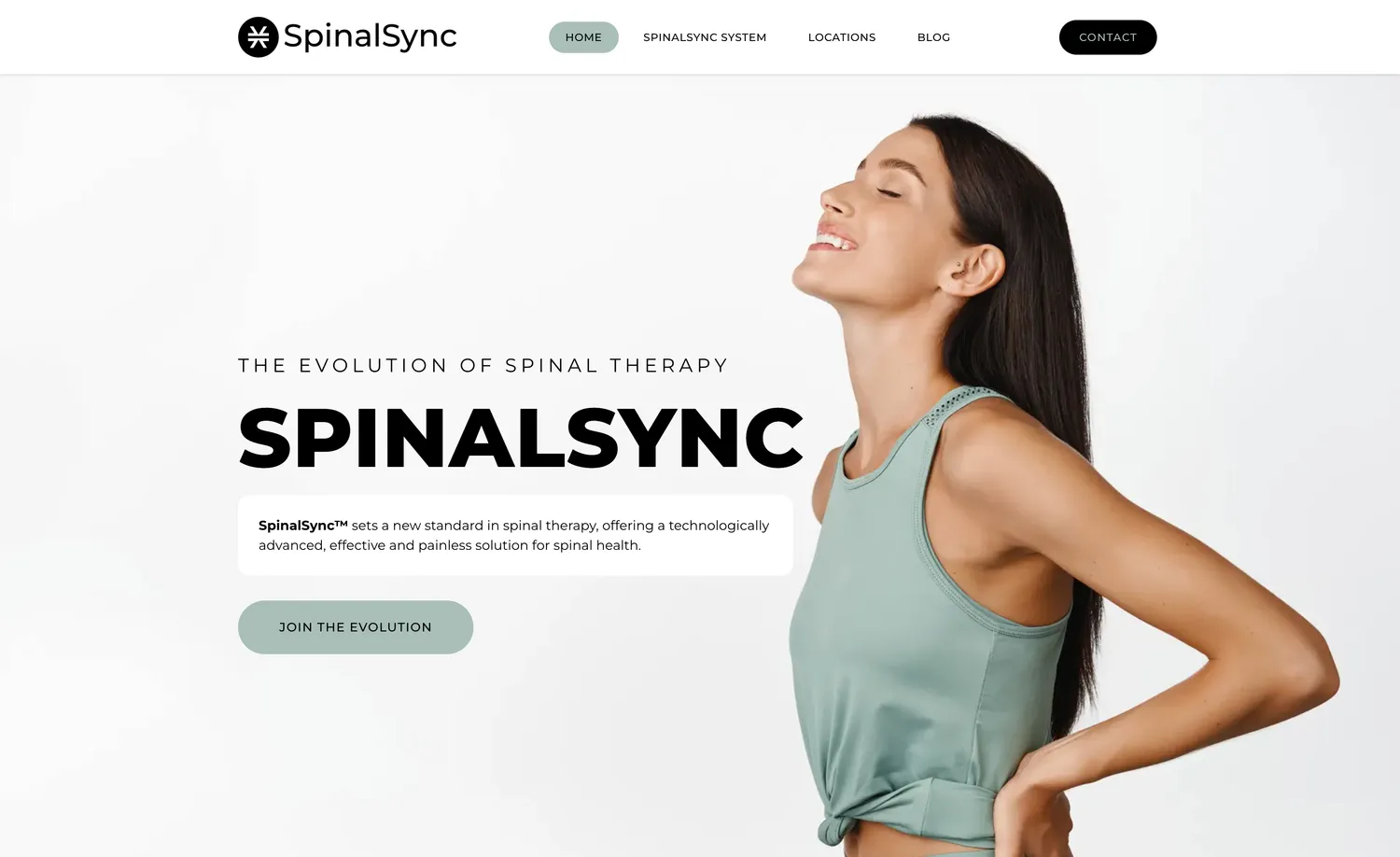 Spinal Sync homepage — WordPress website design by Stefanoes Visual